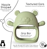 Infatot Chipmunk Teething Mitten Baby Toy Silicone Glove 0-6 Months Olive view 6