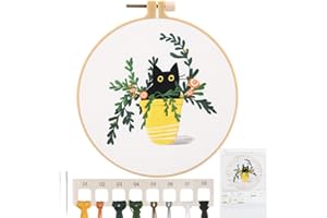 MWOOT Cat Embroidery Cross Stitch Stamped Kit, DIY Embroidery Starter Kit Handmade Sewing Craft for Adults Beginner Stitch St