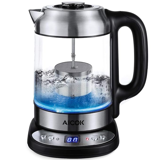 Aicok Glass Stainless Steel Kettle with Temperature Control 50 95