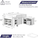 Home Treats Cabin Bed Mid Sleeper with Storage & Desk for Kids White view 2