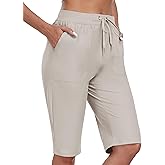 MoFiz Womens 13" Knee Length Hiking Shorts Quick Dry Water Resistant Athletic Travel Golf Bermuda Shorts with 3 Pockets