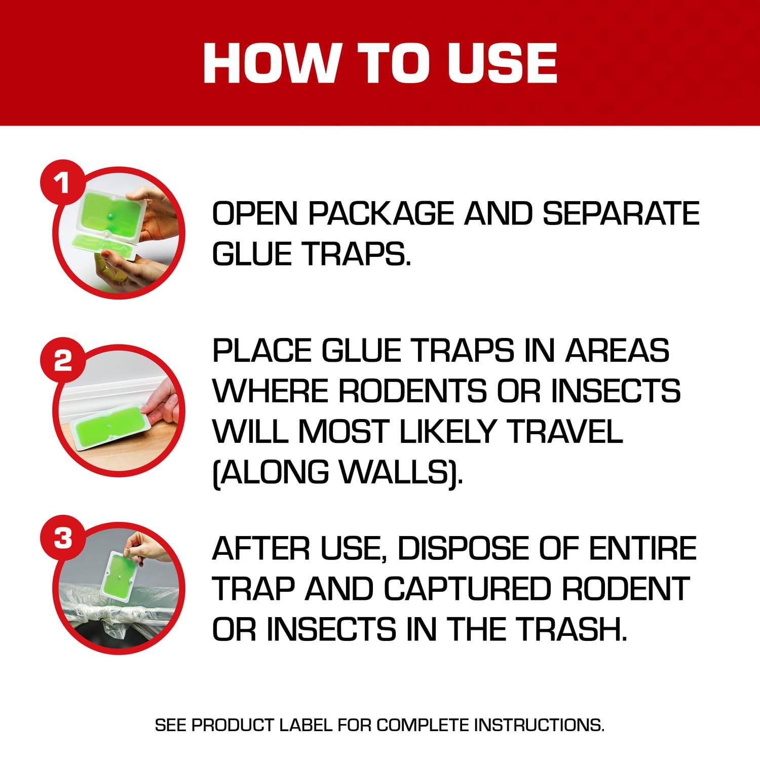 Tomcat Super Hold Glue Traps Mouse Size for Mice, Cockroaches, Spiders, and Scorpions, Ready-To-Use, 4 Traps