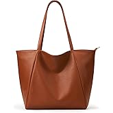 KALIDI Large Tote Bag Vegan Leather Casual Zipper Work Bag Weekender Hobo for Women 16L Oversize Shoulder Travel Purse
