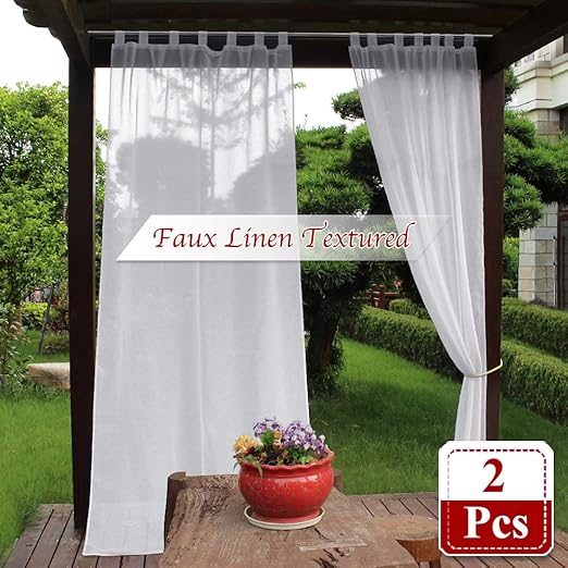 Amazon Com Nicetown Sheer Outdoor Curtain Panels Waterproof