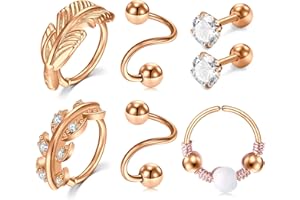 LAURITAMI Tragus Piercing Jewelry Stainless Steel Tragus Cartilage Helix Earring Stud Labret Monroe Lip Rings Studs Daith Rook Conch Earring Hoop Piercing Jewelry …