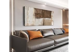 NINEASO Large Rustic Abstract Wall Art (Beige Brown, Gallery Wrap, 100 X 50CM), Vintage Neutral Abstract Pictures Wall Decor 