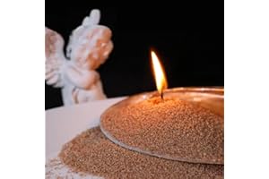 Aufien Candle Sand with Wicks,Colored Pearled Candle 21.4 Oz, DIY Bead Powder Sand Wax Making kit Refillable Non Toxic for Handmade, Wedding and Party Decorations Light Brown Unscented