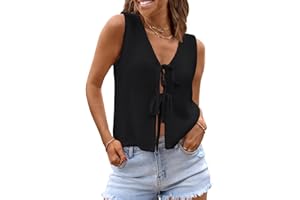 LILLUSORY Womens Summer Tops Beach Vacation Spring Outfits Cute Y2K Trendy Sweater Vest 2026 Tank Tie Front Crochet Clothes