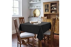 DWCN Square Tablecloth - 54 x 54 Inch - Black Washable Polyester Waterproof Table Cloth for Dining Room Square or Round Table