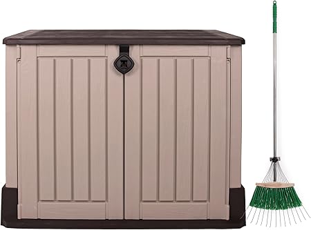Ondis24 Keter Mulltonnenbox Gartenbox Geratebox Woodland Mit Laubrechen Braun 845 L Fur 2 Mulltonnen Geeignet Abschliessbar Deckel Mit Gasdruckfedern Hochwertiger Kunststoff Amazon De Garten