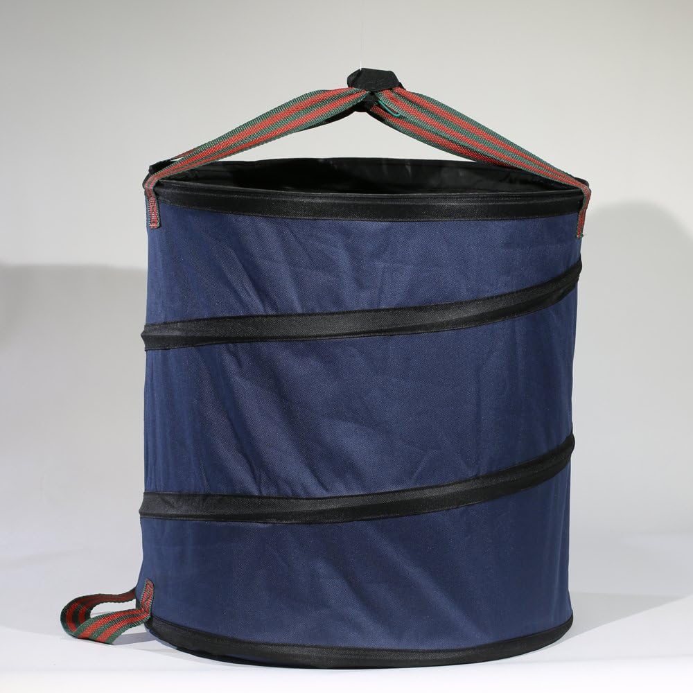 Mokylor 23 Gallon Garden Waste Bag, Camping Trash Garbage Can, Reusable Gardening Lawn and Leaf Container for The Trash Waste Laundry Compost Refuse, Dark Blue