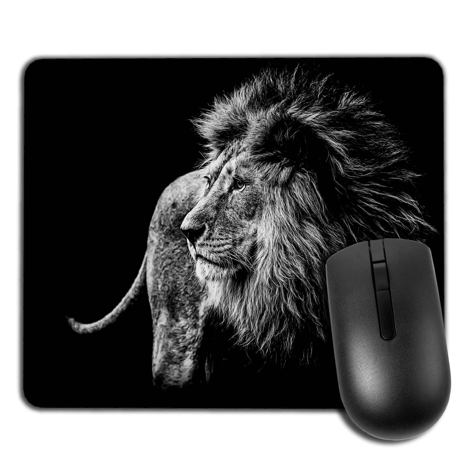 Yeuss Leo Mouse mat pad Rectangular Non-Slip Mousepad, Black And White Style Design Art Of Lion Gaming Mouse mat pads, White Black,200mm x 240mm