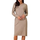 Seta T Women's Hoodie Dress Casual Pullover Sweater Long Sleeve Sweatshirts Midi Dress with Pocket