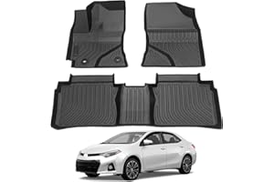 ENZVOIA All Weather Rubber Car Floor Mats Compatible with 2014-2019 Toyota Corolla(NO FIT Corolla im & Hatchback), Full Set Includes 1st and 2nd Rows Maximum Coverage, Laser Measured, Non Slip