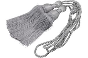 2 Pack Curtain Tiebacks with Ball Tassel, 71cm Decorative Holdback Rope for Living Room Bedroom Window Drapes, Gold Wire Hang