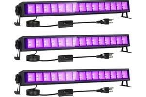 SHGPODA 3 Pack 36W LED Black Light Bar, Blacklight Flood Light 5ft Power Cord with US Plug and Switch, Black Lights for Glow Party, Stage Lighting, Halloween, Body Paint, Birthday Wedding Party