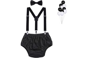 WELROG Baby Boys First Birthday Cake Smash Outfit Bloomers Bow Tie Suspenders Set Fishing Party Diaper Cover