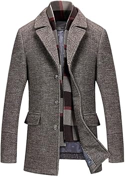 Amazon Com Men S Wool Trench Winter Fashion Formal Business Long Thicken Slim Overcoat Jacket Clothing