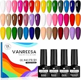 VANREESA Gel Nail Polish Set 21 Colors Base Top Coat UV Soak Off