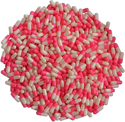 1000 Cápsulas de gelatina dura, Tamaño "4", rosa y blanco: Amazon.es