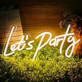 Lets Party Neon Sign for Party Wall Decor, Neon Party Decorations LED Glow Lights Supplies Accessories, Warm White, 16.5x8.4 inch