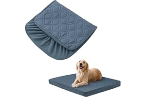 BOCTOPUG Dog Bed Covers Only - Waterproof Dog Bed Covers Quilted, Replacement Washable Pet Puppy Bed Cover for Dog Cat, Cushion Cover53Lx40Wx6H Inches Bluegrey