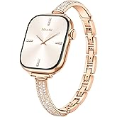 Missair Bands Compatible with Apple Watch Band 38mm 40mm 41mm 42mm 44mm 45mm 46mm 49mm Thin Metal Diamond Bracelet Band with Jewelry Crystal for iWatch Series 10 9 8 7 6 5 4 3 SE Ultra for Women