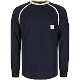 BOCOMAL FR Shirts for Men Crew Neck Long Sleeve 5.5oz Light Weight Flame Resistant/Fire Retardant Clothing Shirt