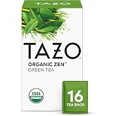 TAZO Organic Zen Green Tea, Caffeinated Tea with Refreshing Lemongrass &amp; Spearmint, 16 Total Bags