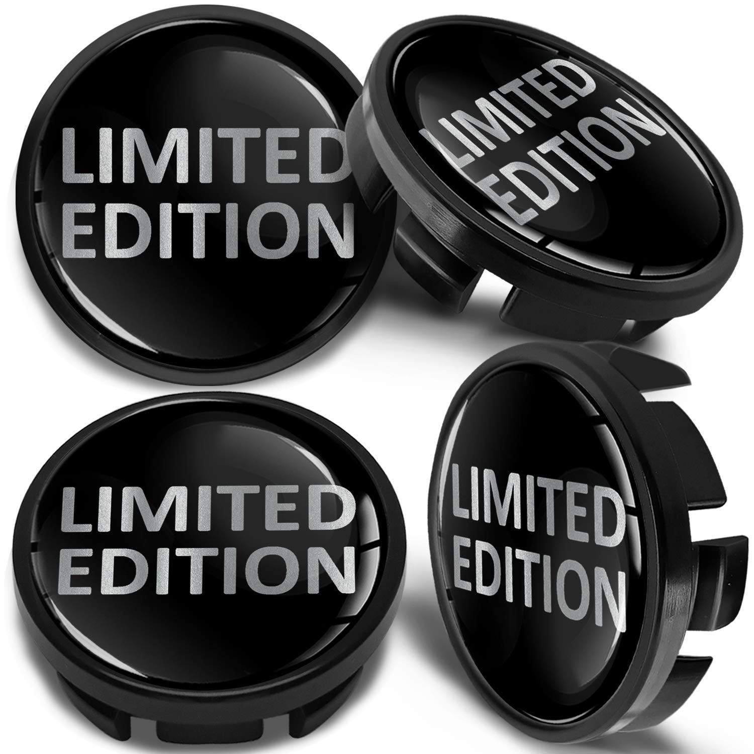 SkinoEu 4 x 65mm Wheel Centre Alloy Hub Center Caps Compatible with VW 3B7 601 171 / 6U7 601 171 Black Hubcaps CV 27