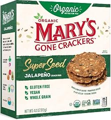 Mary's Gone Crackers Super Seed Crackers, Jalapeno, 4 Ounce (Pack of 1), Organic Plant Based Protein, Gluten Free