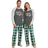 Qskall Christmas Pajamas for Couples Matching Christmas Pajamas Sets Xmas Holiday Long Sleeve Pjs