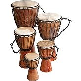 Terre Djembe Handmade Drum 12" Tall 6.5-7" Head Mahogany Wood Goat Skin | Handmade drum with natural materials; warm, resonant sound for beginners, performers, and percussion practice.