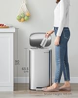 SONGMICS Kitchen Bin 30L Pedal with Soft-Close Lid Steel Silver LTB03NL view 8