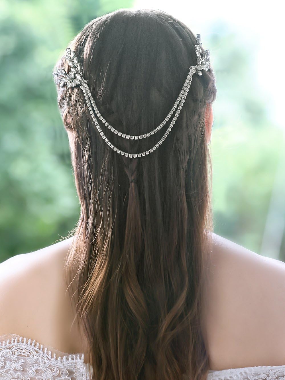 Handcess Crystal Rhinestone Bride Wedding Hair Comb Clip Decorative Bridal Hair Piece Headpiece Accessories Silver for Women and Girls