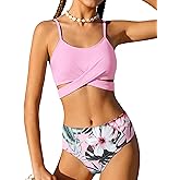 Dearnow Girls Swimsuits Bikini Set Two Piece Bathing Suit Criss Cross Girls' Swimwear with Chest Pad
