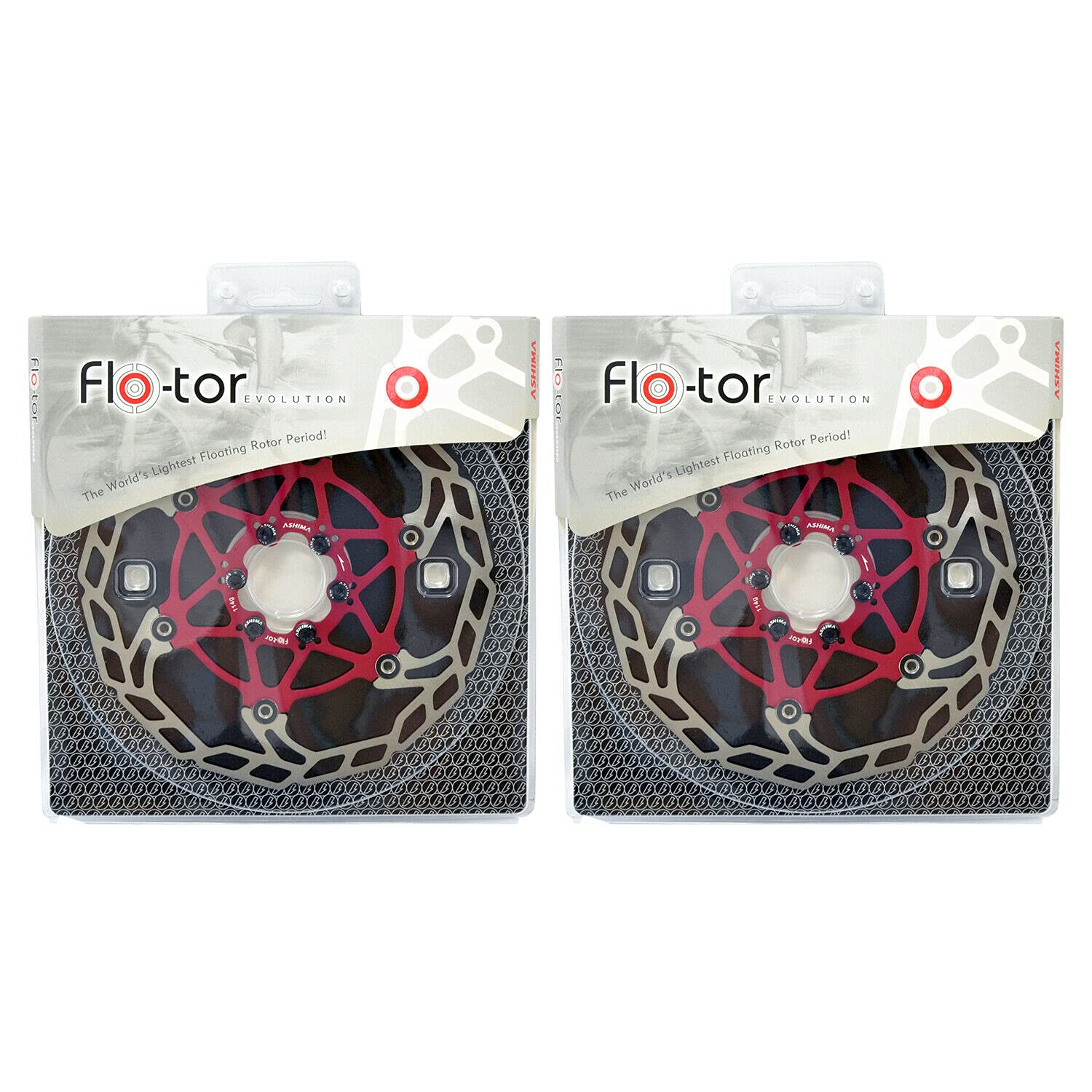 Ashima-LTD Flo-Tor ARF-3 Disc Flotor Rotor 6-Bolt, 180mm, 2PCS, Red, AS2392