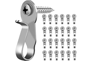 DINGEE 24 Pack Stainless Steel Screw in Hooks for Outdoor,Christmas Light Clips Hanger Hook,Small Screw Hook for Patio Light,Plants,Wind Chimes, Christmas Light Hooks