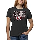 Team Fan Apparel NFL Womens Overtime Blueprint Tag-Less T-Shirt, Ladies Football Tee, Short Sleeve, Soft Cotton, Vintage
