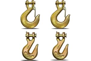HENBOW 3/8" Chain Hook，Clevis Slip Grab Hook，2 Types Transport Trailer Chain Hooks，7100LBS Work Load Limited Capacity，Yellow Zinc G70 Alloy Forged Steel Tow Hooks Heavy Duty for Tie Down（4 Pack）