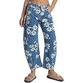 Kedera Women's Baggy Barrel Jeans Wide Leg Mid Rise Y2K Boyfriend Jeans Casual Floral Printed Ankle Denim Pants