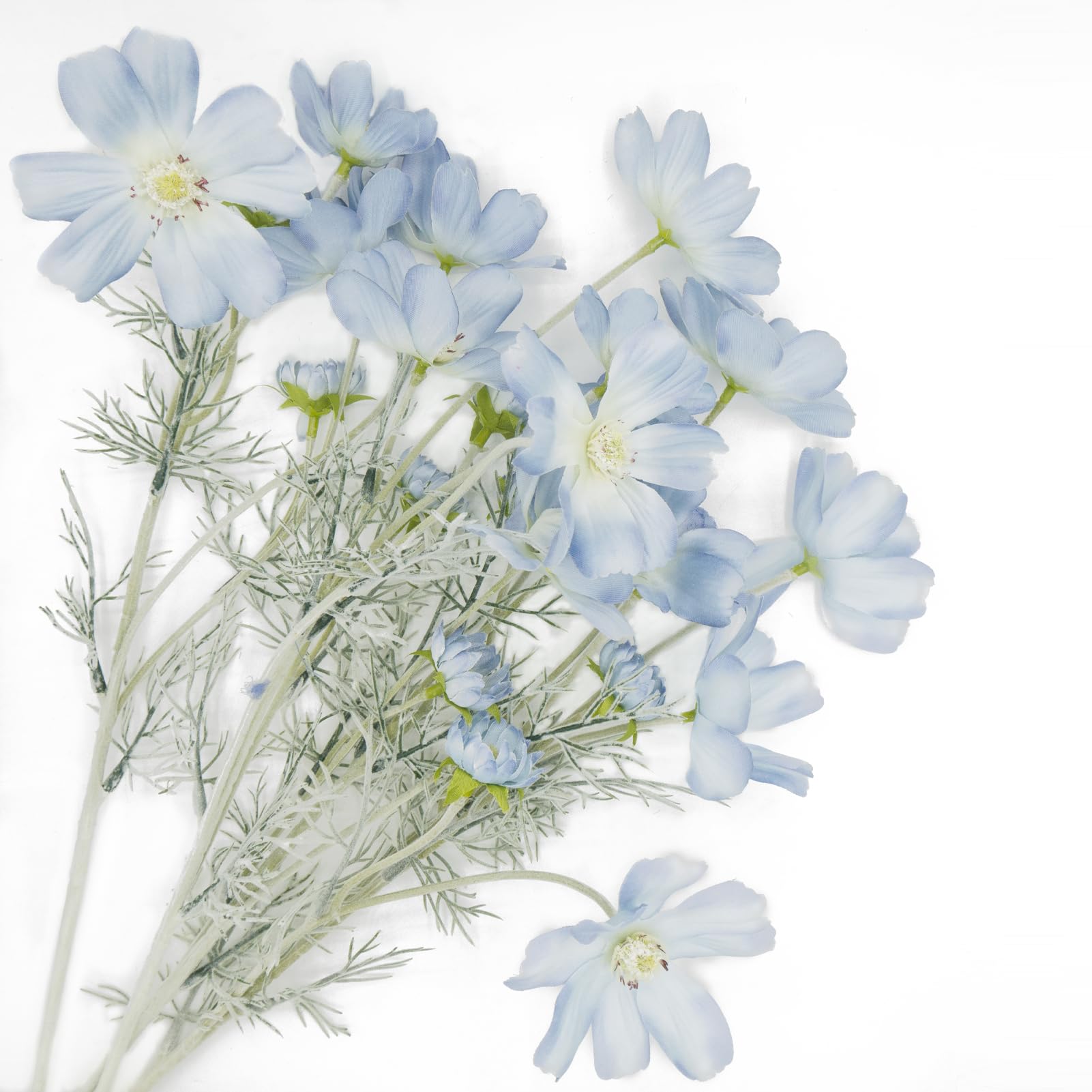 Photo 1 of Blue Artificial Cosmos Flowers, 2 Pcs Wedding Bouquets, 23.6 Inch Realistic Faux Silk Flowers for Vase, Dining Table, Floral Arrangement