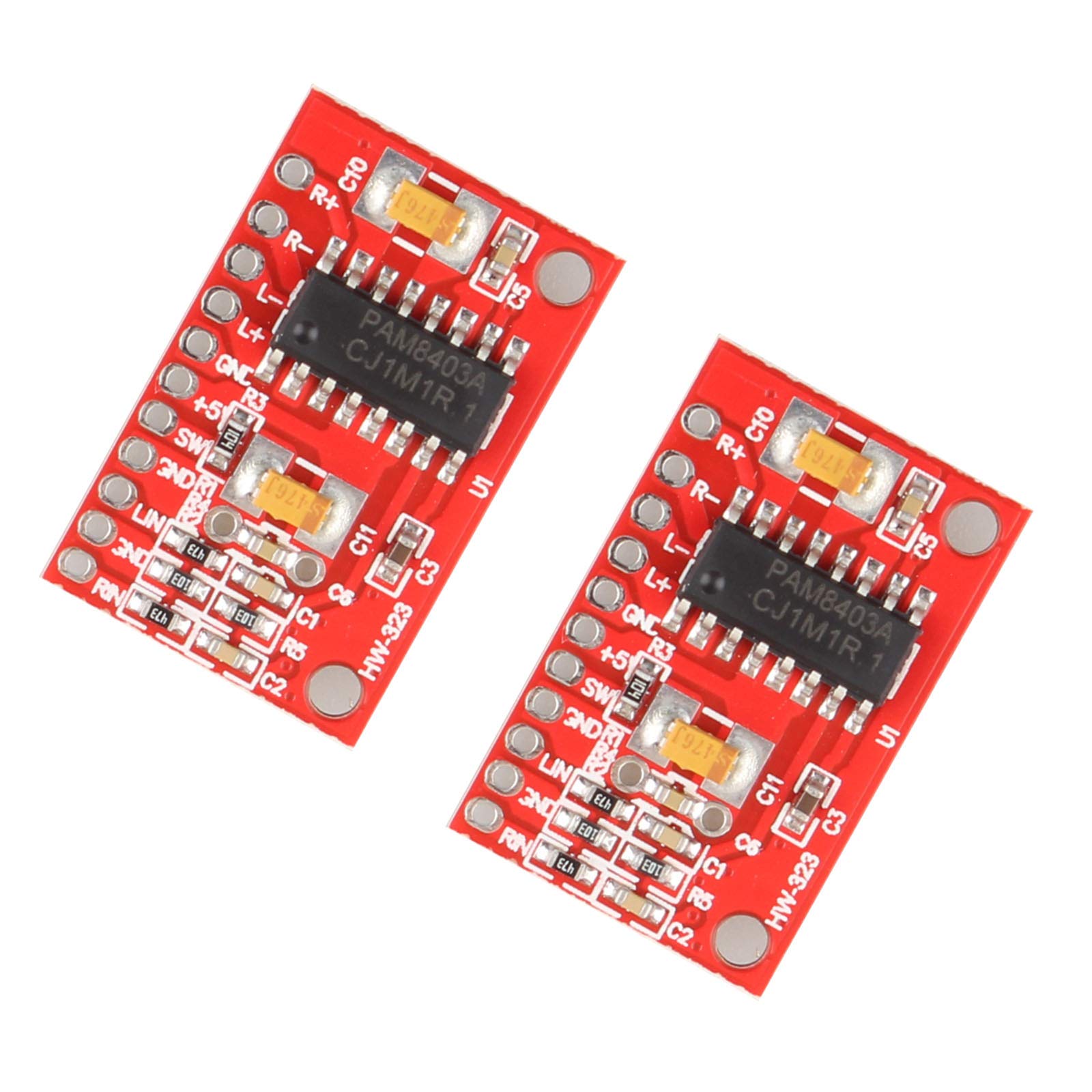 HALJIA 2PCS 2-Channel 3W PAM8403 Audio Amplifier Board DIY Electronic Components Control Module Red