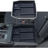 Zxiaochun Center Console Organizer for 2021-2024 Ford F150 Accessories | Armrest Box Insert Storage, Middle Console Tray, ABS Plastic with Non-Slip Mats, Black Trim, Bucket Seat Console ONLY