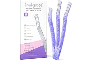 MATGICOL Women’s Dermaplane Razor for Face & Eyebrow - Anti-Cutting Japanese Blades for Eyebrow and Facial Hair Removal, Achieve Silky Skin and Perfect Brows (Purple, 3 Count)