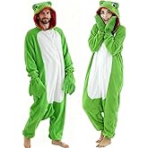 Heavyoff Adult Animal Onesie Flannel Halloween Costume Cosplay One-Piece Pajamas Women Man Sleepwear Homewear