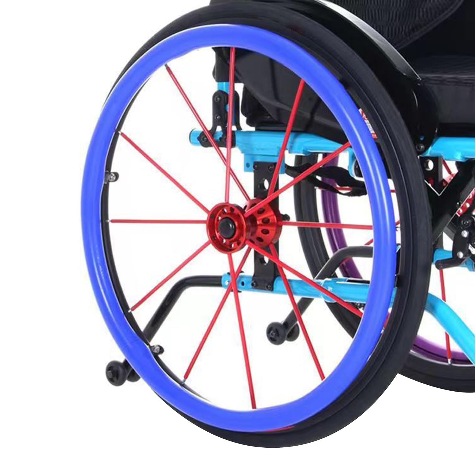 22/24-Inch Silicone Wheelchair Push Rim Covers,Non-Slip Wear-Resistant Hand Push Cover, Wheelchair Handrim Covers,Wheelchair Rear Wheel Cover for Improve Grip and Traction (22 Inch, Blue)