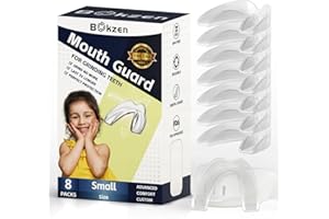 Bokzen Kids Mouth Guard for Teeth Grinding,Pack of 8, Comfortable Custom Dental Guard for Kids,Moldable Night Guards for Clenching Teeth,Stops Bruxism, Tmj, Teeth Whitening Tray & Sports, Clear