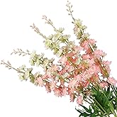 IYGWQWO 5pcs Pink Delphinium Artificial Flowers, 33" Silk Larkspur Faux Flower with Long Stem Fake Bouquet for Tall Floor Vase Kitchen Home Indoor Hyacinth Floral Plant Centerpiece Decor