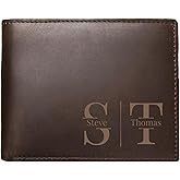 Genuine Leather Wallet with Custom Name for Christmas, Anniversary, Birthday, Valentines Day, Customizable Wallets for Dad, Husband, Boyfriends, Grandpa, Son, Personalized Gifts